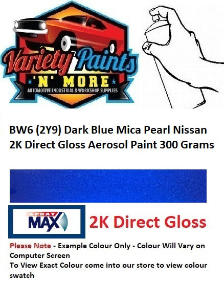BW6 (2Y9) Dark Blue Mica Pearl Nissan 2K Direct Gloss Aerosol Paint 300 Grams *SEE NOTES