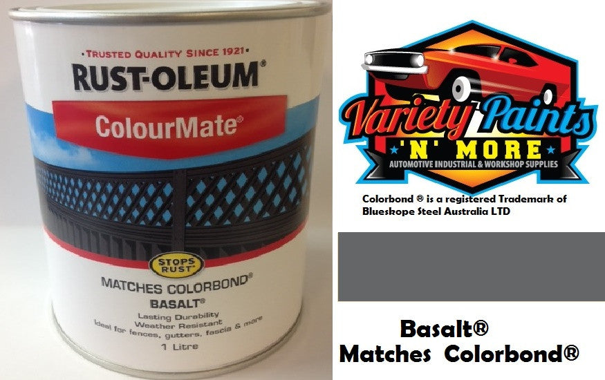 RustOleum Colourmate  Basalt Colorbond 1 Litre Paint