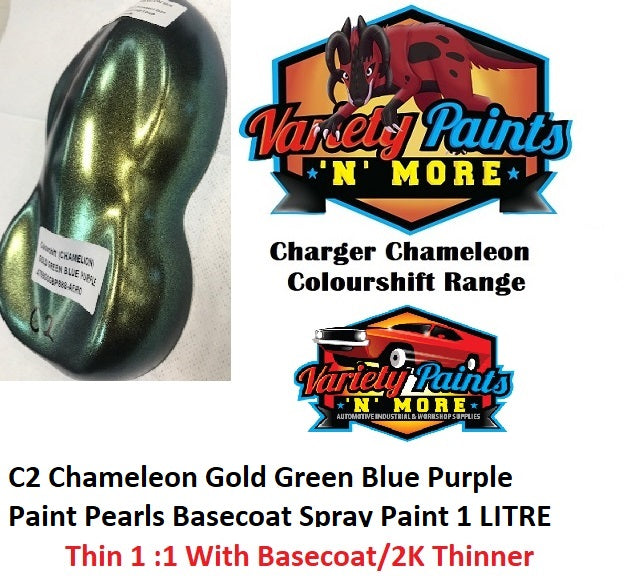 Charger Chameleon C2 Colourshift Gold-Green-Blue Purple Paint Pearls Basecoat Spray Paint 1 LITRE