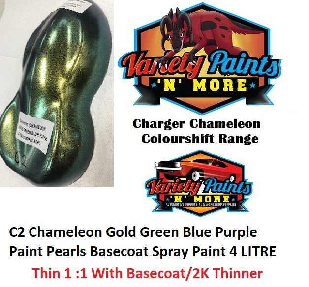 Charger Chameleon C2 Colourshift Gold-Green-Blue Purple Paint Pearls Basecoat Spray Paint 4 LITRE