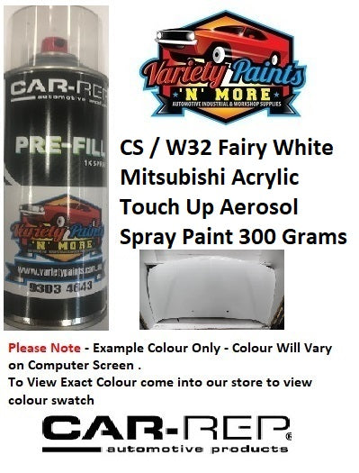 CS / W32 Fairy White Mitsubishi Acrylic Touch Up Aerosol Spray Paint 300 Grams 1IS 43A