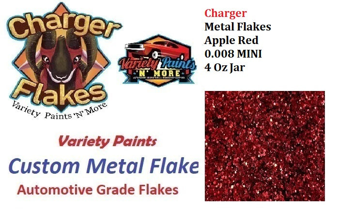CHARGER Metal Flakes Apple Red 0.008 Mini 4 Oz Jar