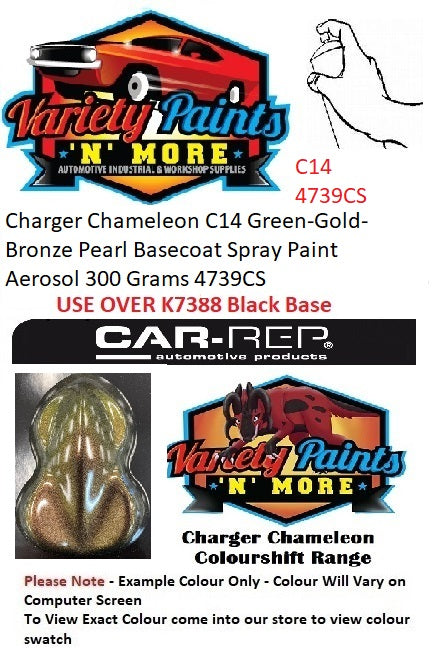 Charger Chameleon C14 Green-Gold-Bronze Pearl Basecoat Spray Paint Aerosol 300 Grams 4739CS