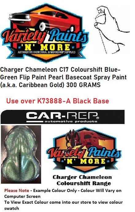 Charger Chameleon C17 Colourshift Blue-Green Flip Paint Pearl Basecoat Spray Paint (a.k.a. Caribbean Gold) 300 Grams