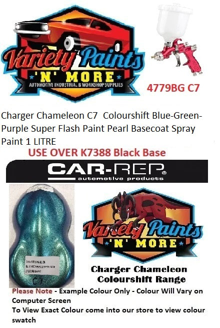 Charger Chameleon C7  Colourshift Blue-Green-Purple Super Flash Paint Pearl Basecoat Spray Paint 1 LITRE