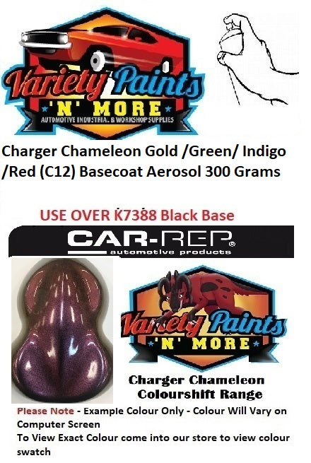 Charger Chameleon C12 Colourshift Gold-Green-Indigo-Red Pearl Basecoat Spray Paint 300 Grams