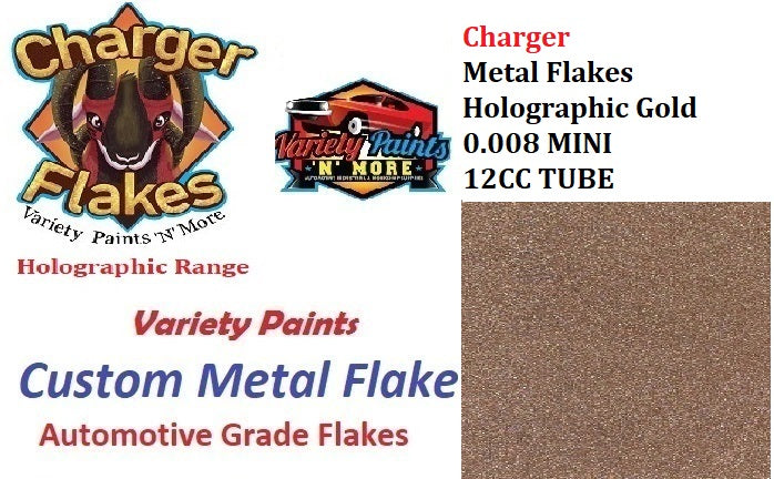 Charger Metal Flakes Holographic Gold  0.008 MINI 12cc Tube