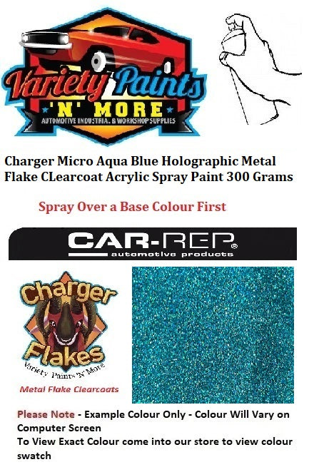 Charger Micro Aqua Blue Holographic Metal Flake CLearcoat Acrylic Spray Paint 300 Grams