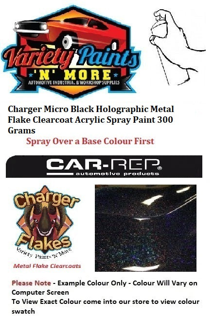Charger Micro Black Holographic Metal Flake Clearcoat Acrylic Spray Paint 300 Grams
