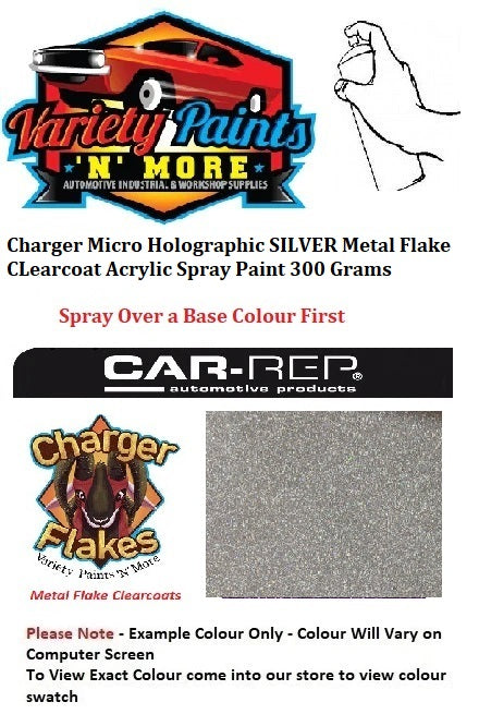 Charger Micro Holographic SILVER Metal Flake CLearcoat Acrylic Spray Paint 300 Grams
