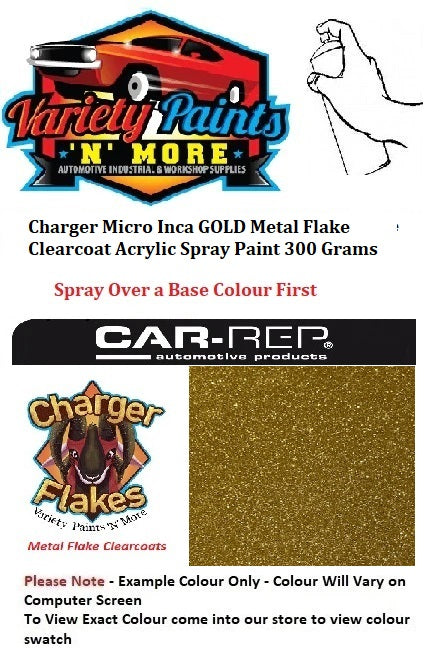 Charger Micro Inca GOLD Metal Flake Clearcoat Acrylic Spray Paint 300 Grams