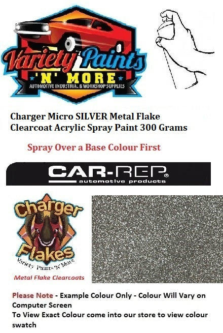 Charger Micro SILVER Metal Flake Clearcoat Acrylic Spray Paint 300 Grams