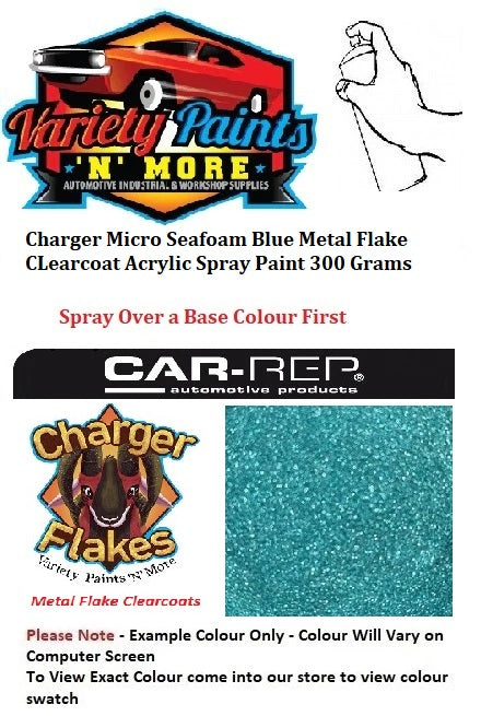 Charger Micro Seafoam Blue Metal Flake CLearcoat Acrylic Spray Paint 300 Grams
