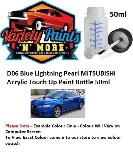D06 / HT Blue Lightning Pearl MITSUBISHI Acrylic Touch Up Paint Bottle 50ml