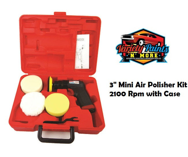 3" Mini Air Polisher Kit 2100 Rpm with Case NEW Pistol Grip