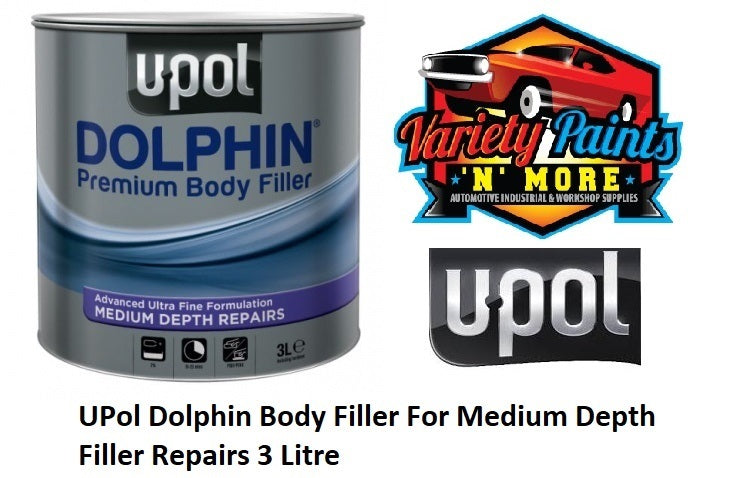 UPol Dolphin PREMIUM Body Filler For Medium Depth Filler Repairs 3 Litre
