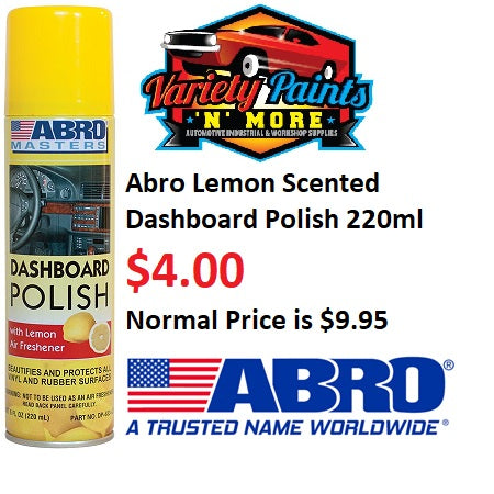 Abro Lemon Scented Dashboard Polish 220ml INSTORE ONLY