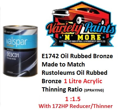 Oil Rubbed Bronze Metallic Acrylic (Made to Match Rustoleum) 1 Litre