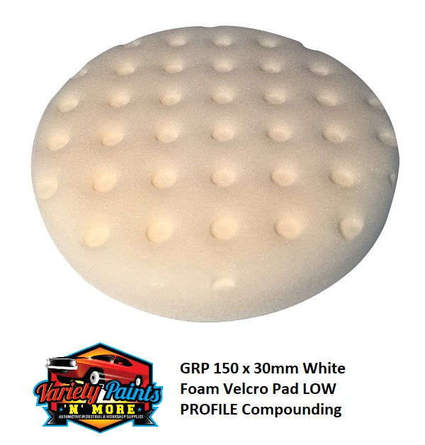 GRP 150 x 30mm White Foam Velcro Pad LOW PROFILE Compounding