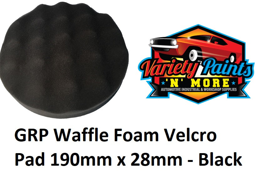 GRP Waffle Foam Velcro Buff Pad Black - Finishing 190mm x 28mm