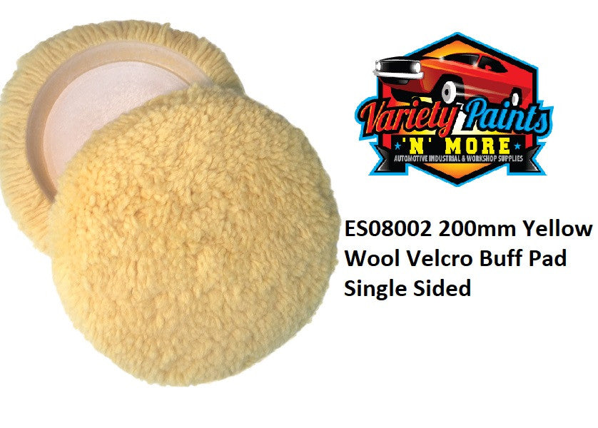 200mm Yellow Wool Velcro Buff Pad Single Sided