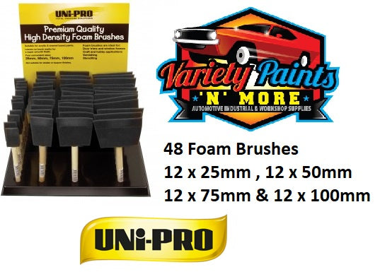 Unipro High Density Foam Brush Merchandiser 12 of each size
