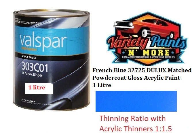 French Blue 32725 DULUX Matched Powdercoat Gloss Acrylic Paint 1 Litre