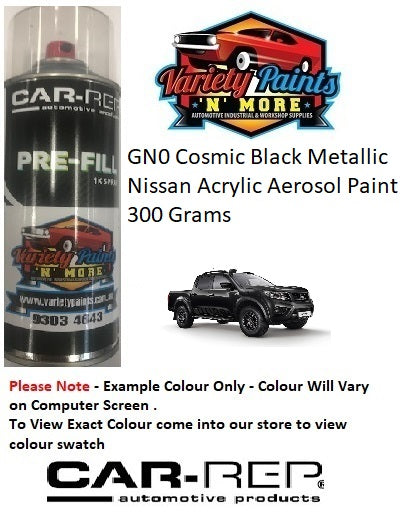 GN0 Cosmic Black Metallic Nissan ACRYLIC Aerosol Paint 300 Grams 1IS 8A