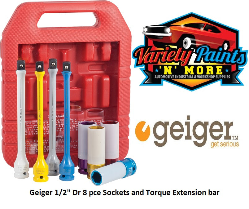 Geiger 1/2" Dr 8 pce Sockets and Torque Extension bar