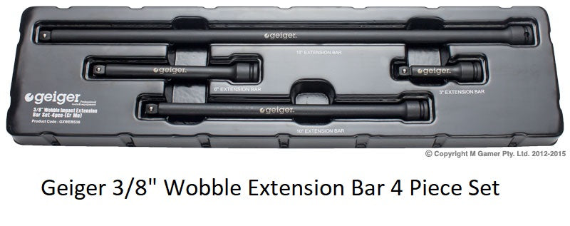 Geiger 3/8" Wobble Extension Bar 4 Piece Set