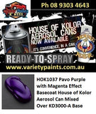 HOK1037 Pavo Purple with FX37 Magenta Effect Basecoat House of Kolor Aerosol Can Mixed