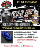 HOK0566 Lapis BLUE / FX66 Basecoat House of Kolor Basecoat Aerosol 300 Grams