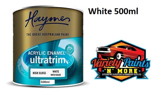 Haymes Ultratrim Semi Gloss Acrylic Enamel White Base 500ml