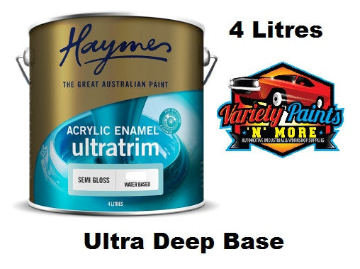 Haymes Ultratrim Semi Gloss Acrylic Enamel Ultra Deep Base 4 Litre UDT