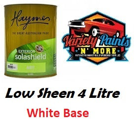 Haymes Solashield Exterior Paint Low Sheen 4 Litre White Base