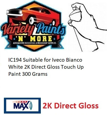 194 Suitable for Iveco Bianco White 2K Direct Gloss Touch Up Paint 300 Grams