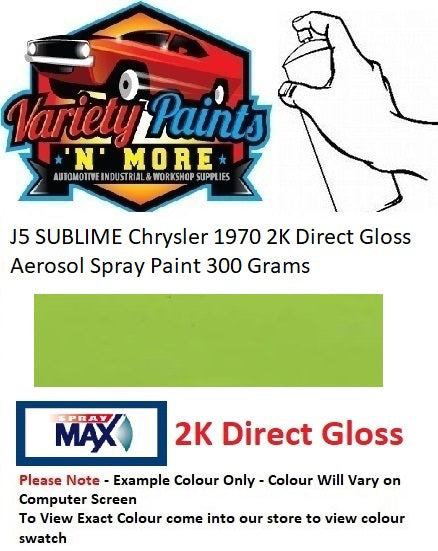 J5 SUBLIME Chrysler/Dodge/Plymouth 1970 2K DIRECT GLOSS Aerosol Spray Paint 300 Grams