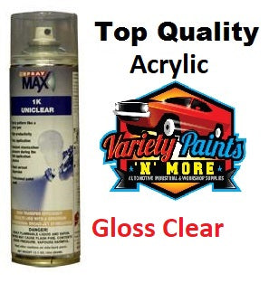 SprayMax 1K Uni GLOSS Clear Acrylic Laquer Spray 300G