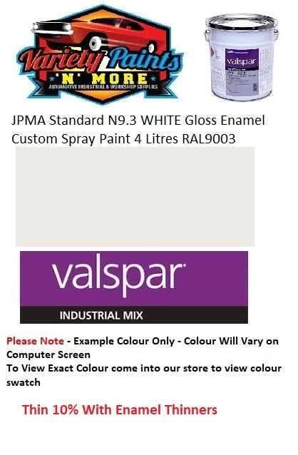 Munsell Standard JPMA Standard N9.3 Gloss Enamel Custom Paint 4 Litres RAL9003