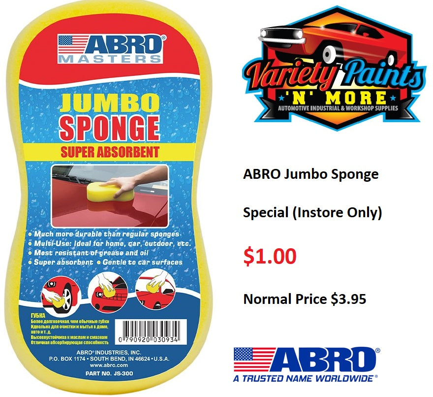 ABRO Jumbo Sponge 21.5 X 11 X 6CM (INSTORE ONLY DEAL)
