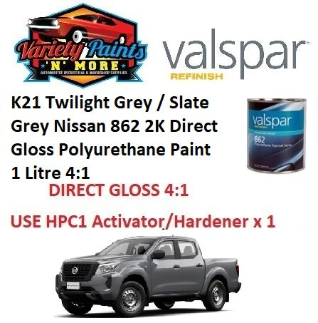 K21 Twilight Grey / Slate Grey Nissan 862 2K Direct Gloss Polyurethane Paint 1 Litre 4:1