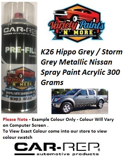 K26 Hippo Grey / Storm Grey Metallic Nissan Spray Paint Acrylic 300 Grams