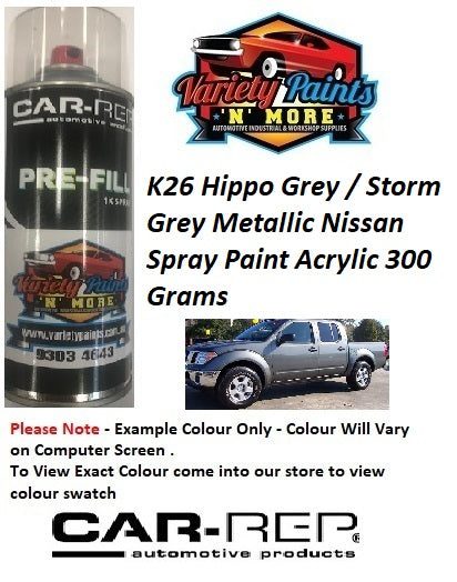 K26 Hippo Grey / Storm Grey Metallic Nissan Spray Paint Acrylic 300 Grams