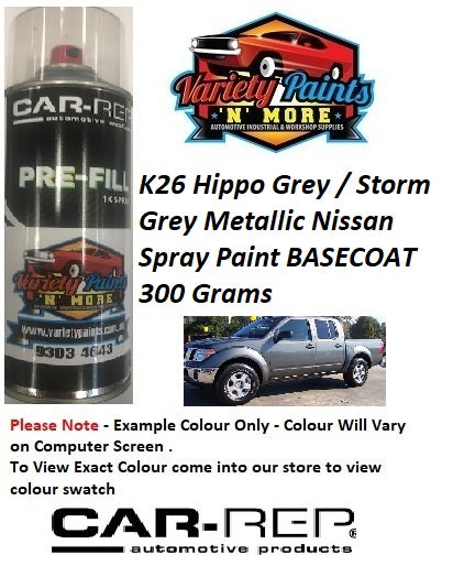 K26 Hippo Grey / Storm Grey Metallic Nissan Spray Paint BASECOAT 300 Grams