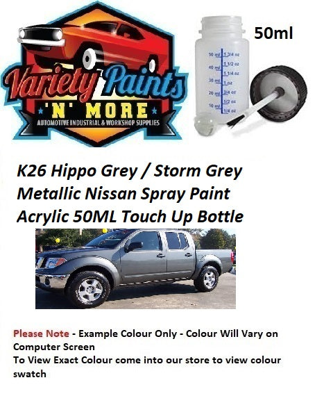 K26 Hippo Grey / Storm Grey Metallic Nissan Spray Paint Acrylic 50ML Touch Up Bottle