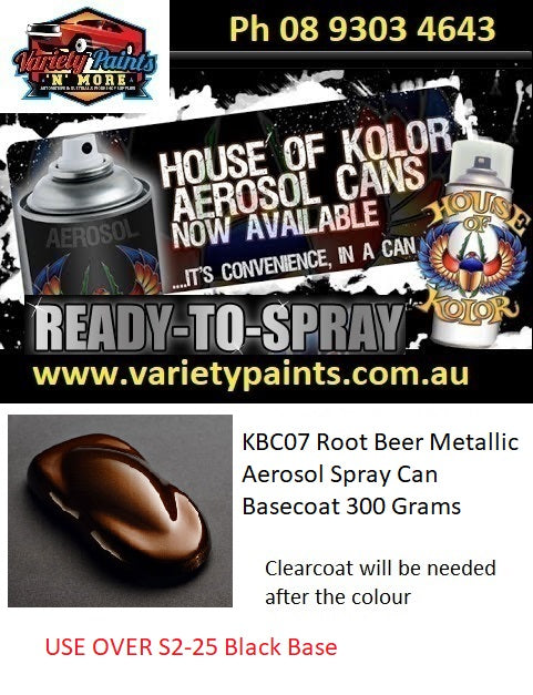 KBC07 Root Beer Metallic Aerosol Spray Can Basecoat 300 Grams