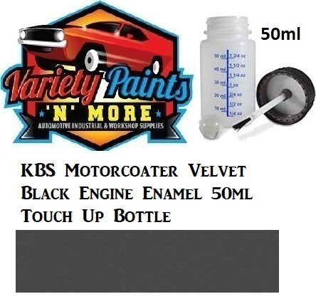 KBS Motorcoater Velvet Black Engine Enamel 50ml Touch Up Bottle