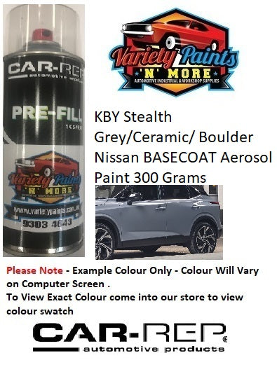 KBY Stealth Grey/Ceramic/ Boulder Nissan BASECOAT Aerosol Paint 300 Grams