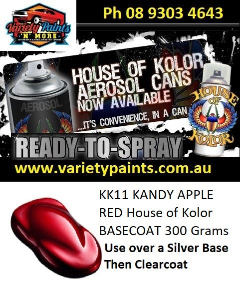 KK11 Kandy Apple Red House of Kolor BASECOAT 300 Grams KBC11 40IS