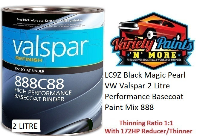 LC9Z Black Magic Pearl VW Valspar 2 Litre Performance Basecoat Paint Mix 888